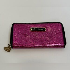Pink glittery BETSY JOHNSON full zip wallet